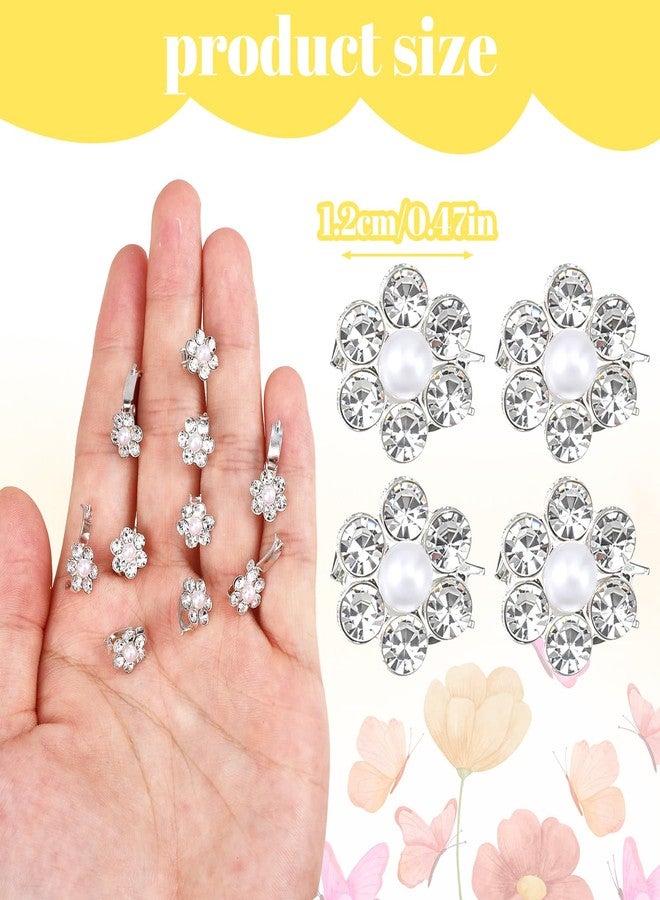 Azefnuhk 20Pcs White Flower Rhinestone Hair Clips, Mini Flower Hair Clips, Fancy Pearl Claw Clip, Small Decorative Hair Clip for Women Girls, Pearl Hair Accessories for Bridal Wedding Barrettes Supply - Image 2